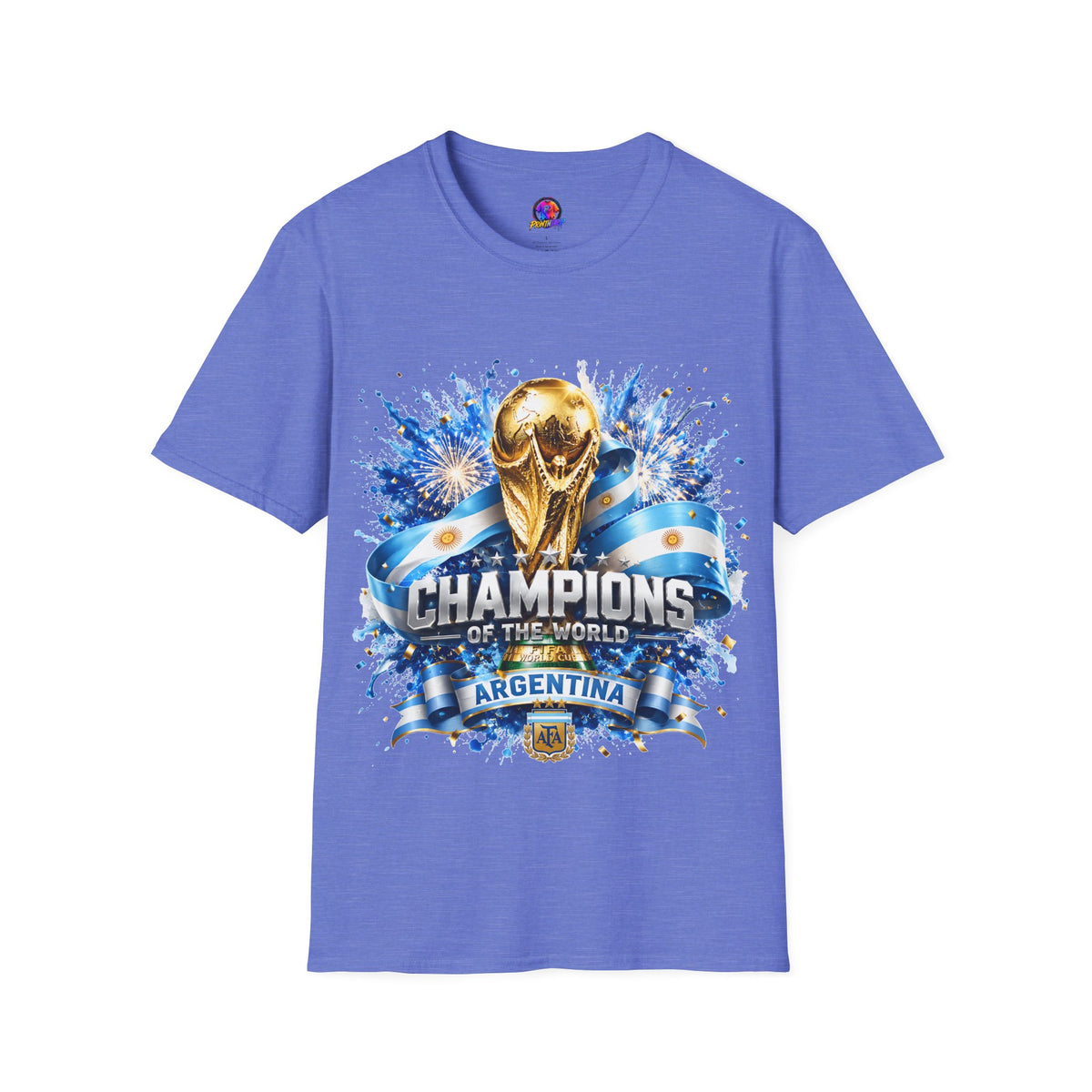 Argentina World Cup Champions T-Shirt — Gold Trophy Celebration Tee