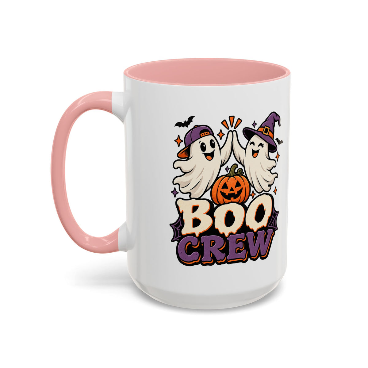 Boo Crew Halloween Accent Coffee Mug — Cute Ghosts & Jack-O'-Lantern Design (11/15 oz)