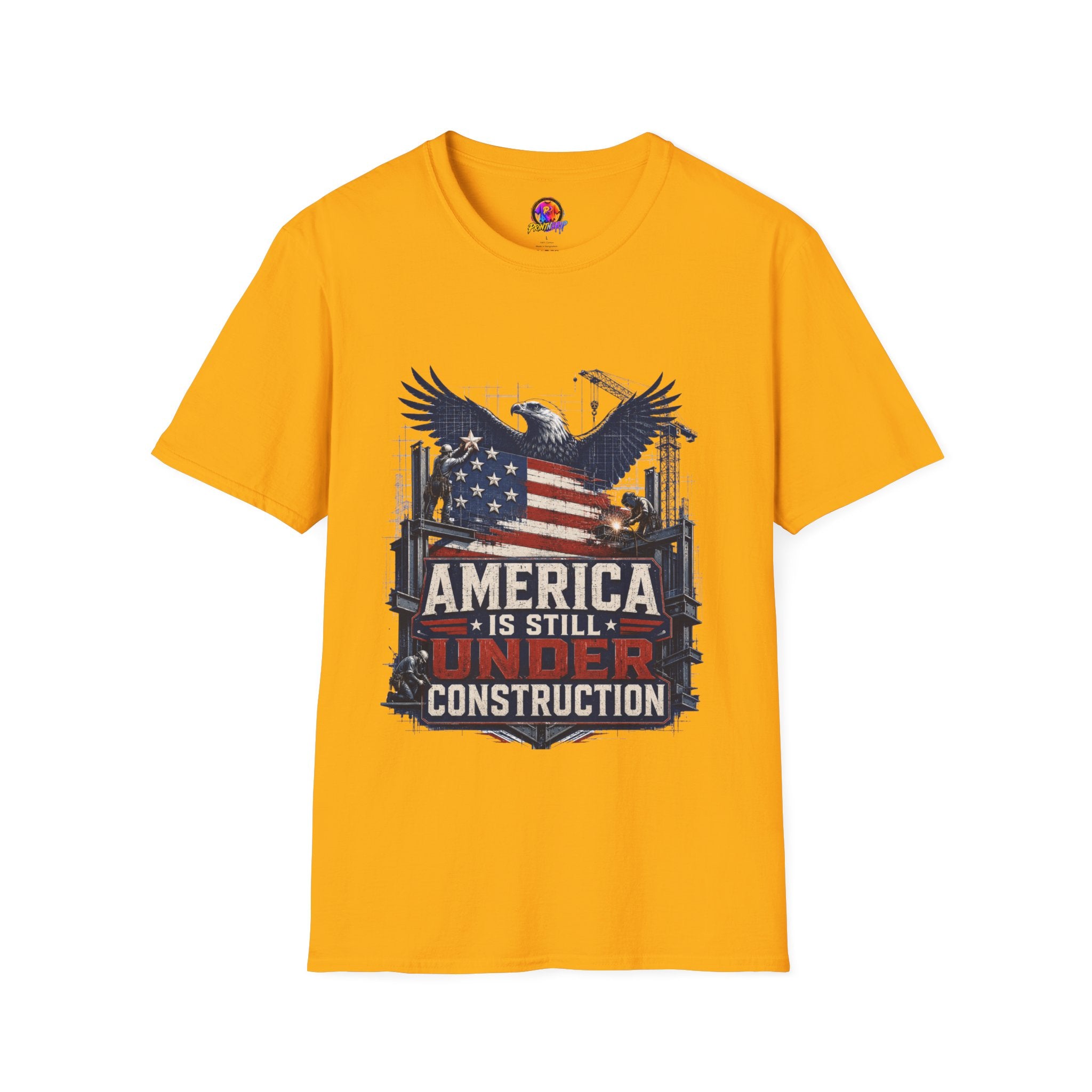 T-Shirt — 'America Is Still Under Construction' Patriotic Eagle Graphic