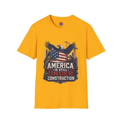 T-Shirt — 'America Is Still Under Construction' Patriotic Eagle Graphic