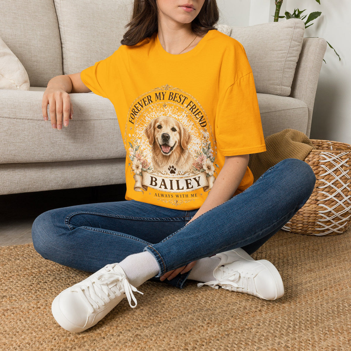 Forever My Best Friend Dog T-Shirt — Personalized Pet Name Golden Retriever Tee