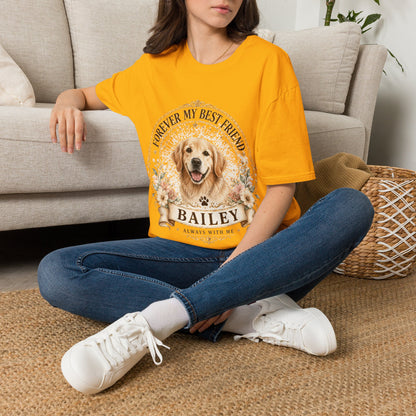 Forever My Best Friend Dog T-Shirt — Personalized Pet Name Golden Retriever Tee