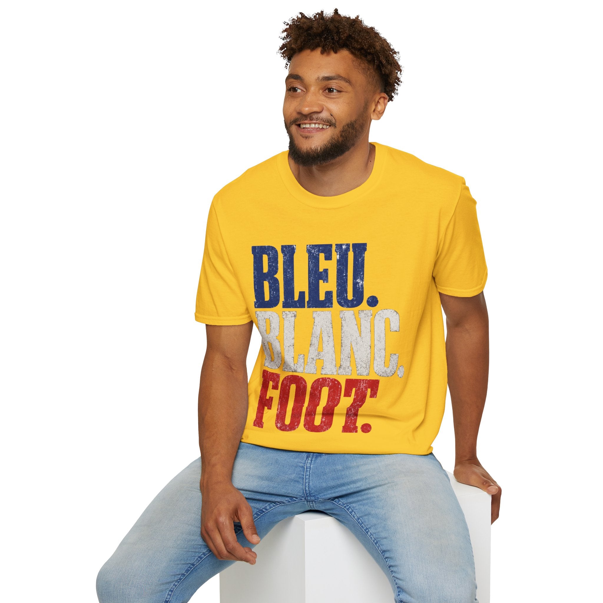 France T-Shirt — Bleu Blanc Foot Vintage French Flag Soccer Graphic Tee