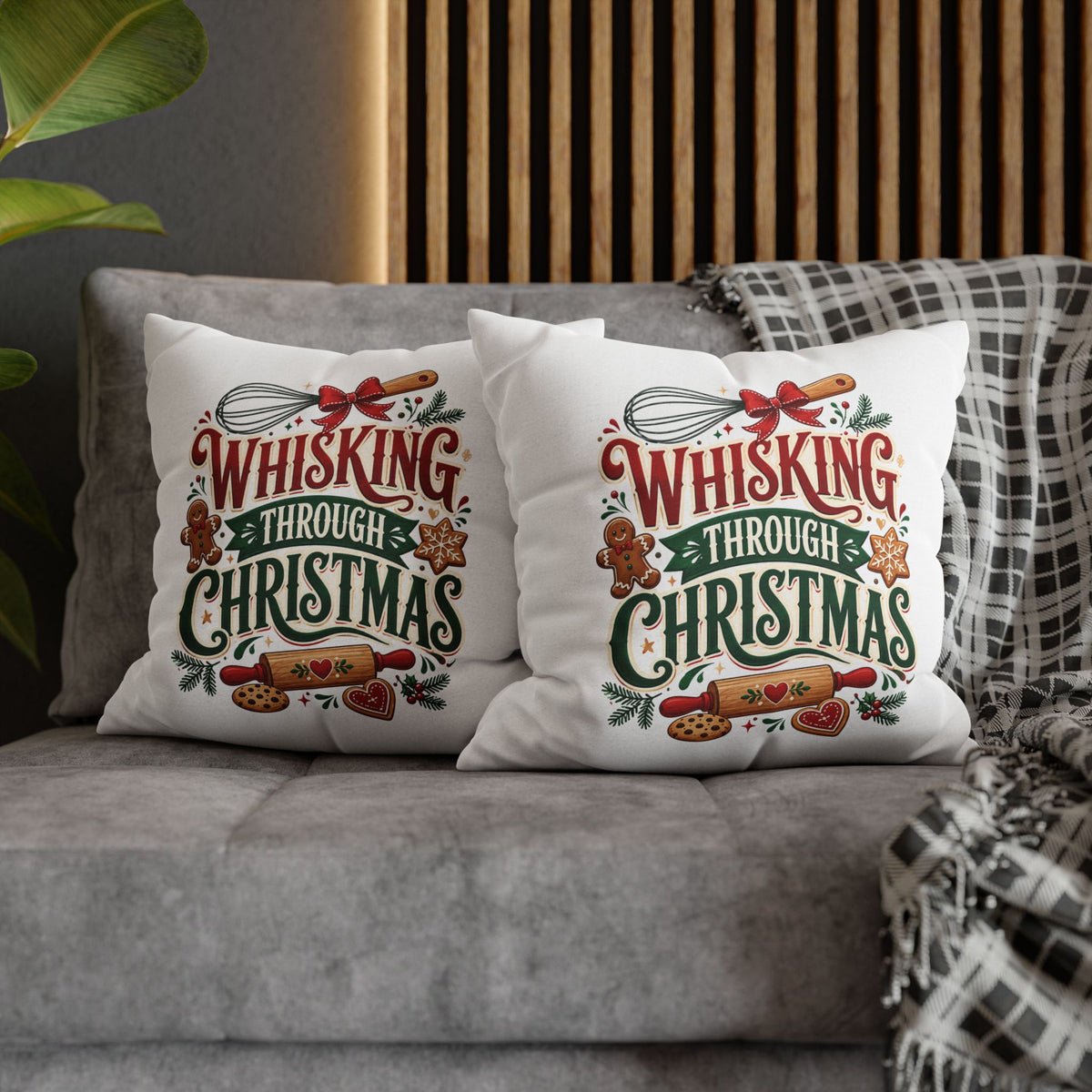 Christmas Whisking Through Christmas Spun Polyester Square Pillowcase