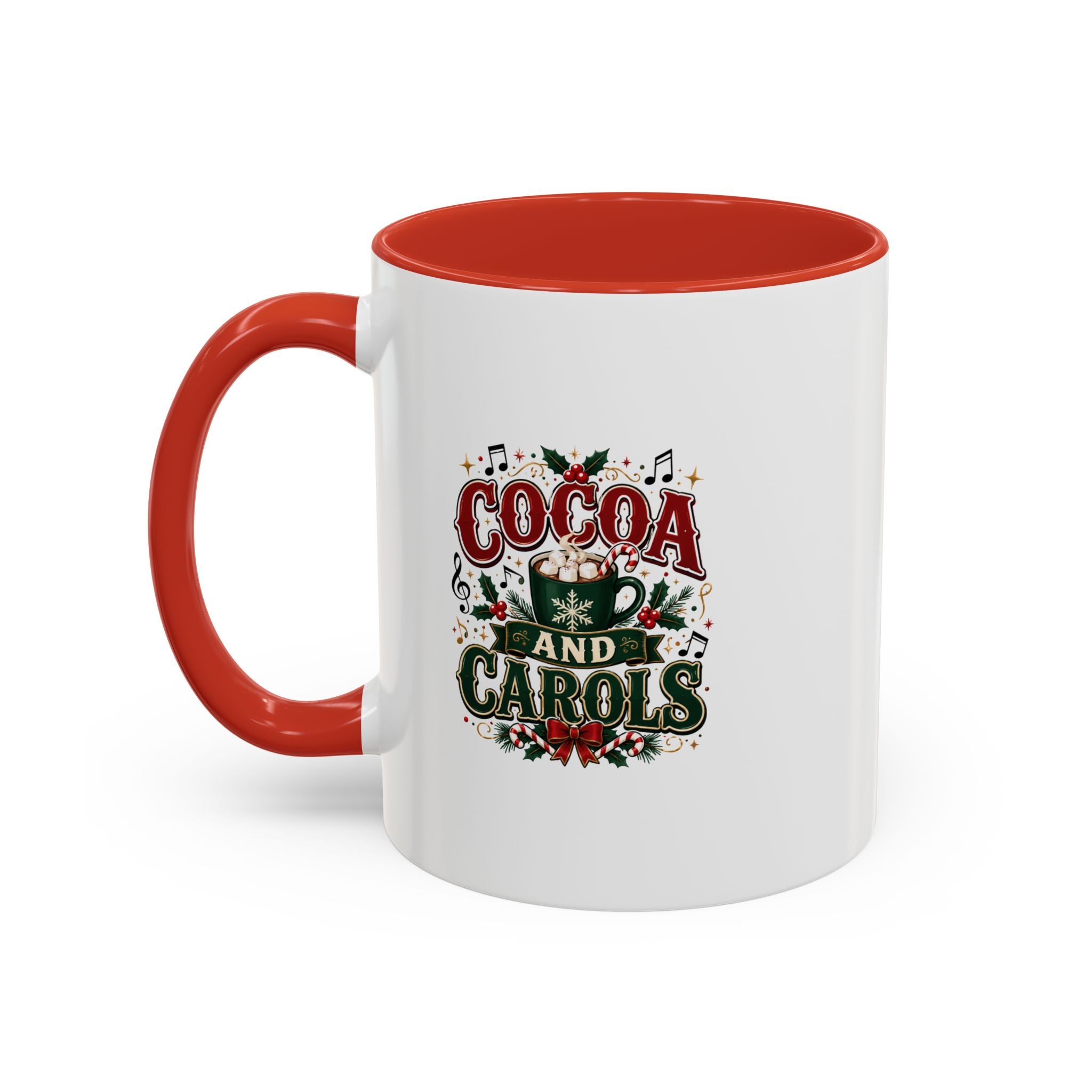 Cocoa and Carols Accent Coffee Mug — Holiday Christmas Cocoa Mug