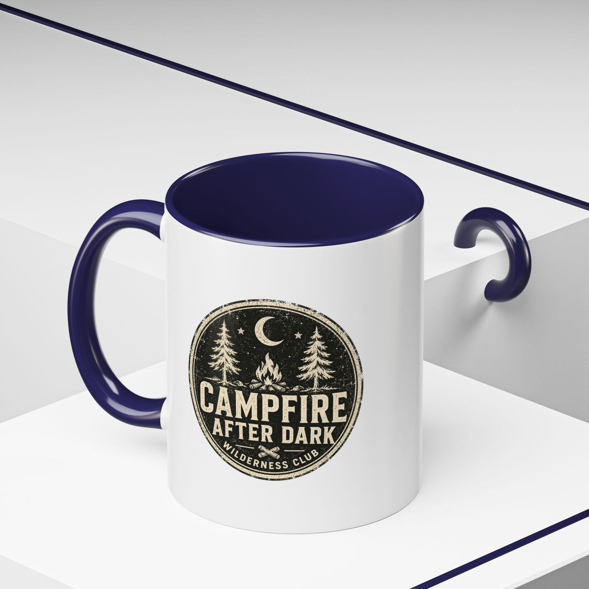 Milo Bailey Dog Dad Mom Campfire After Dark Accent Coffee Mug — Rustic Camping Coffee Cup
