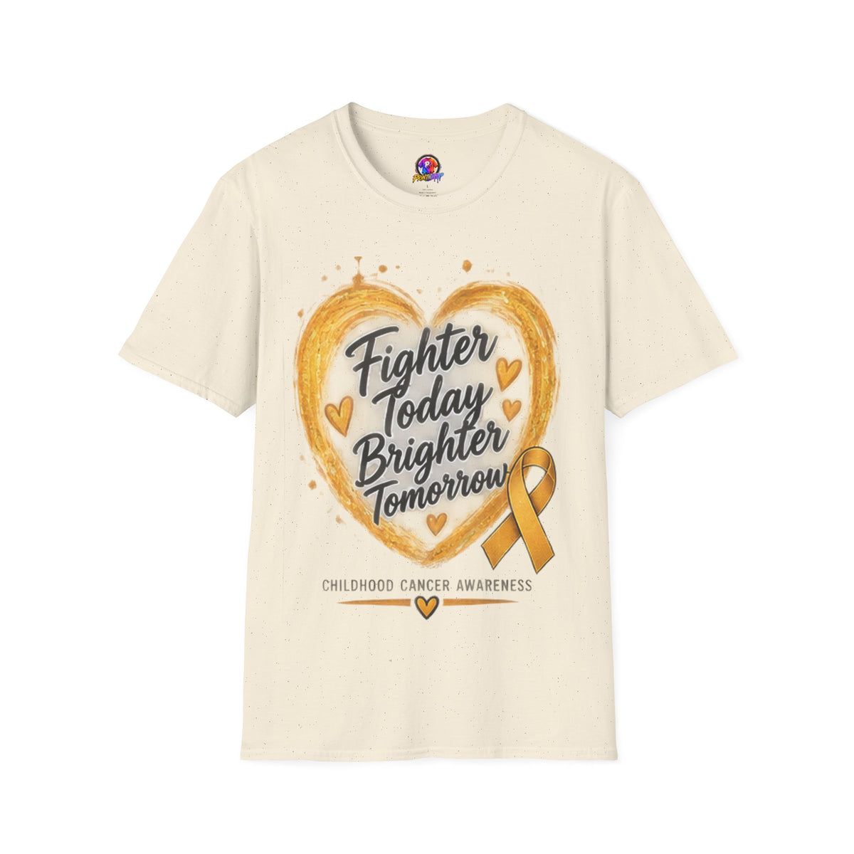 Childhood Cancer Awareness T-Shirt — "Fighter Today Brighter Tomorrow" Gold Ribbon