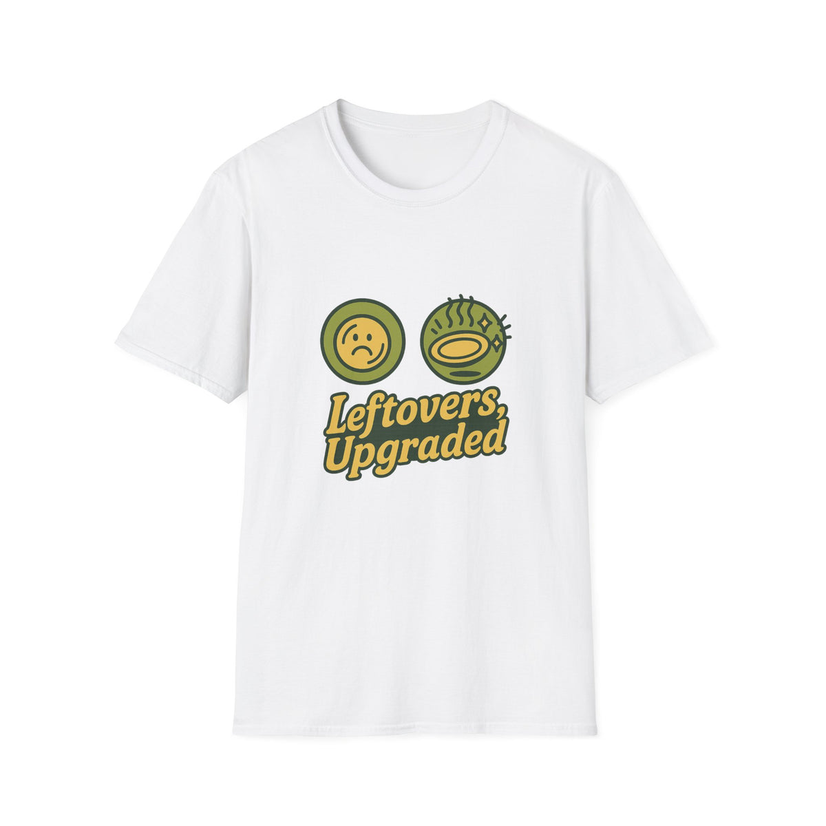 Leftovers Upgraded T-Shirt — Funny Foodie Tee with Soup & Smiley Icons - Trending Now - September 2026