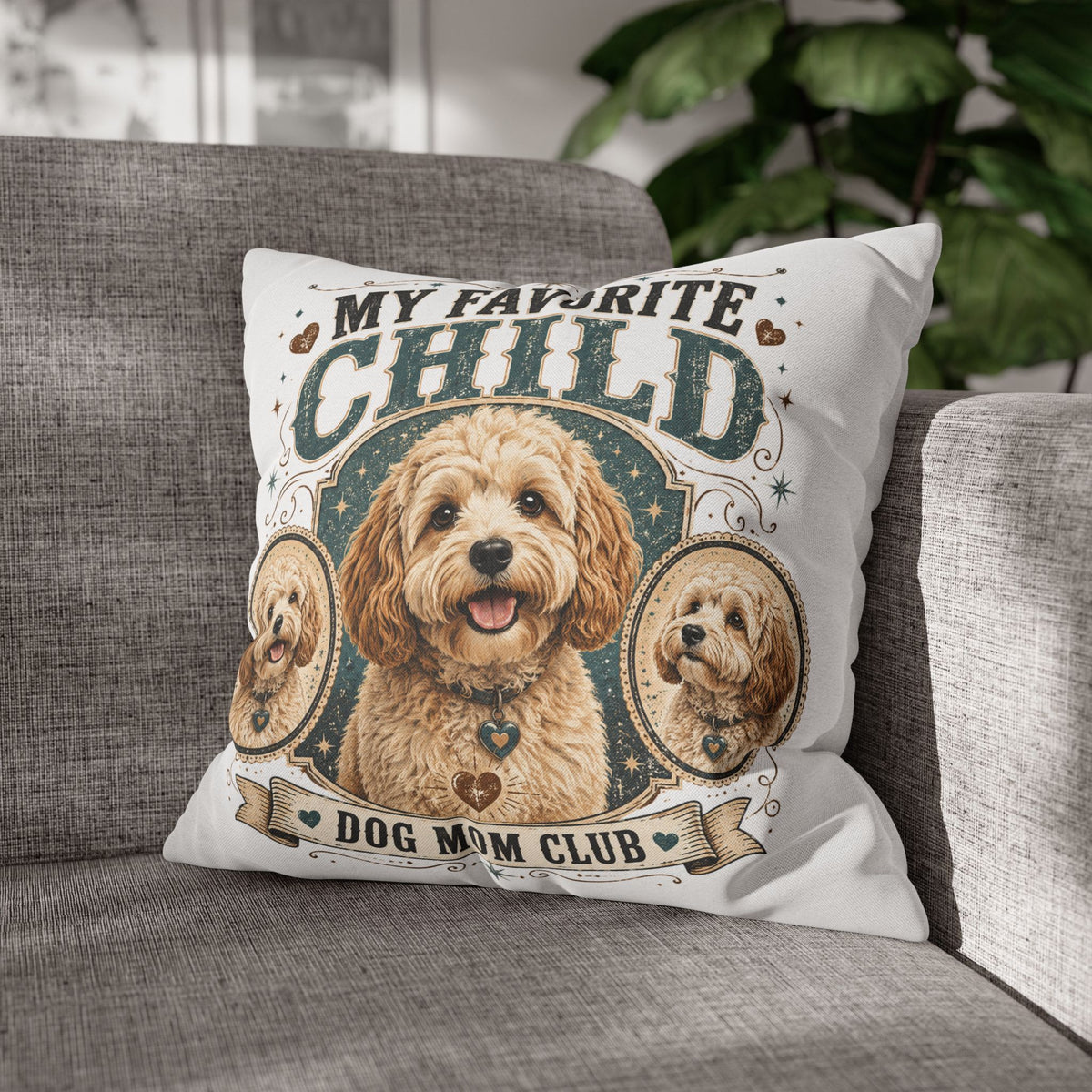 My Favorite Child Dog Mom Club Pillowcase Milo Bailey Dog Dad Mom — Doodle Pet Lover Decorative Throw Pillowcase