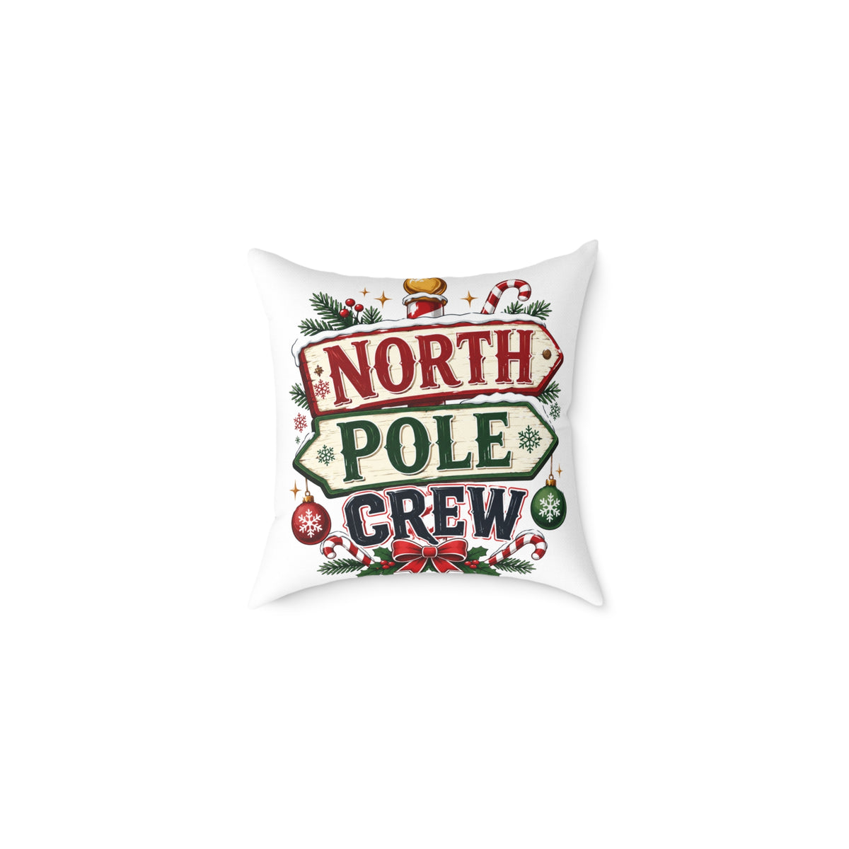Christmas North Pole Crew Pillow - Christmas Holiday Decorative Throw Pillow