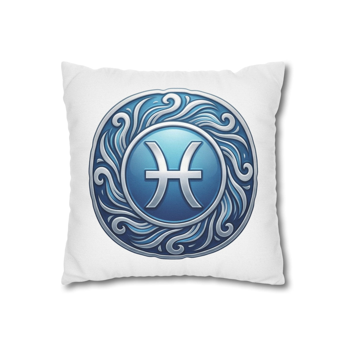 Pisces Zodiac Pillow Cover — Blue Astrological Symbol Decorative Throw Pillowcase