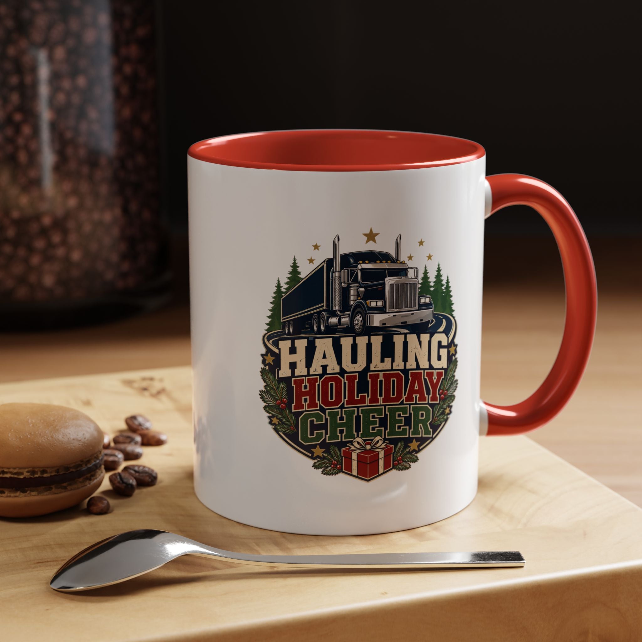 Modern Day Christmas Hauling Holiday Cheer Coffee Mug