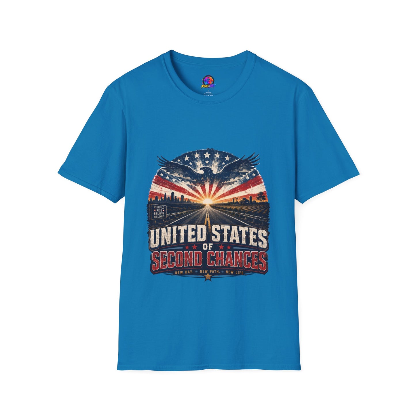 Patriotic Eagle T-Shirt — United States Skyline Vintage Flag Design
