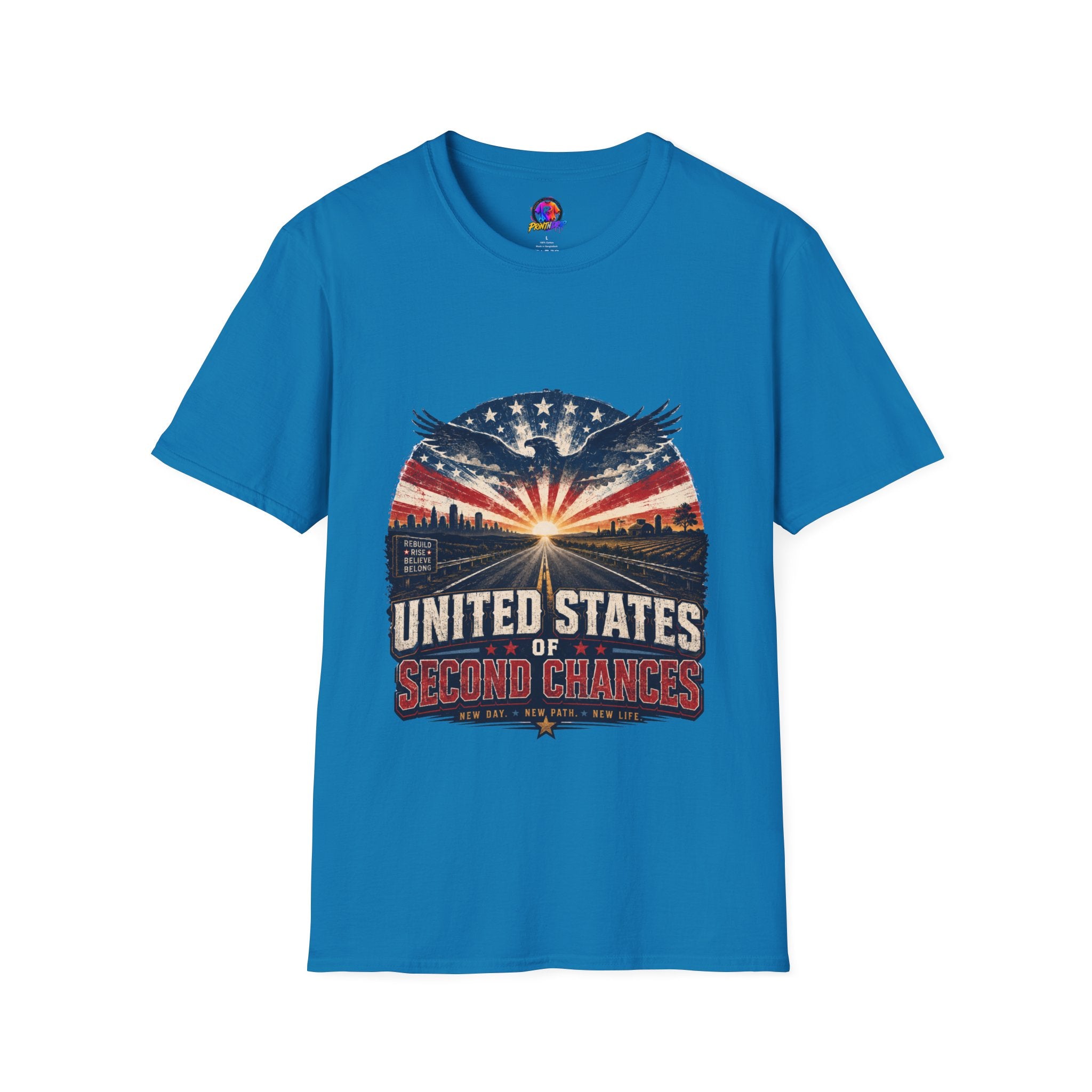 Patriotic Eagle T-Shirt — United States Skyline Vintage Flag Design