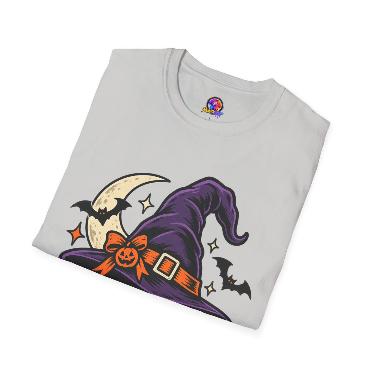 Midnight Mischief Halloween T-Shirt — Witch Hat & Bats Graphic
