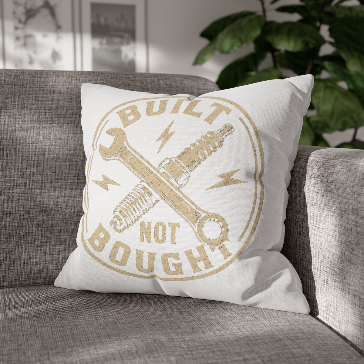 Built Not Bought Garage Milo Bailey Dog Dad Mom Pillowcase — Mechanic Tool Spark Plug Accent Pillowcase