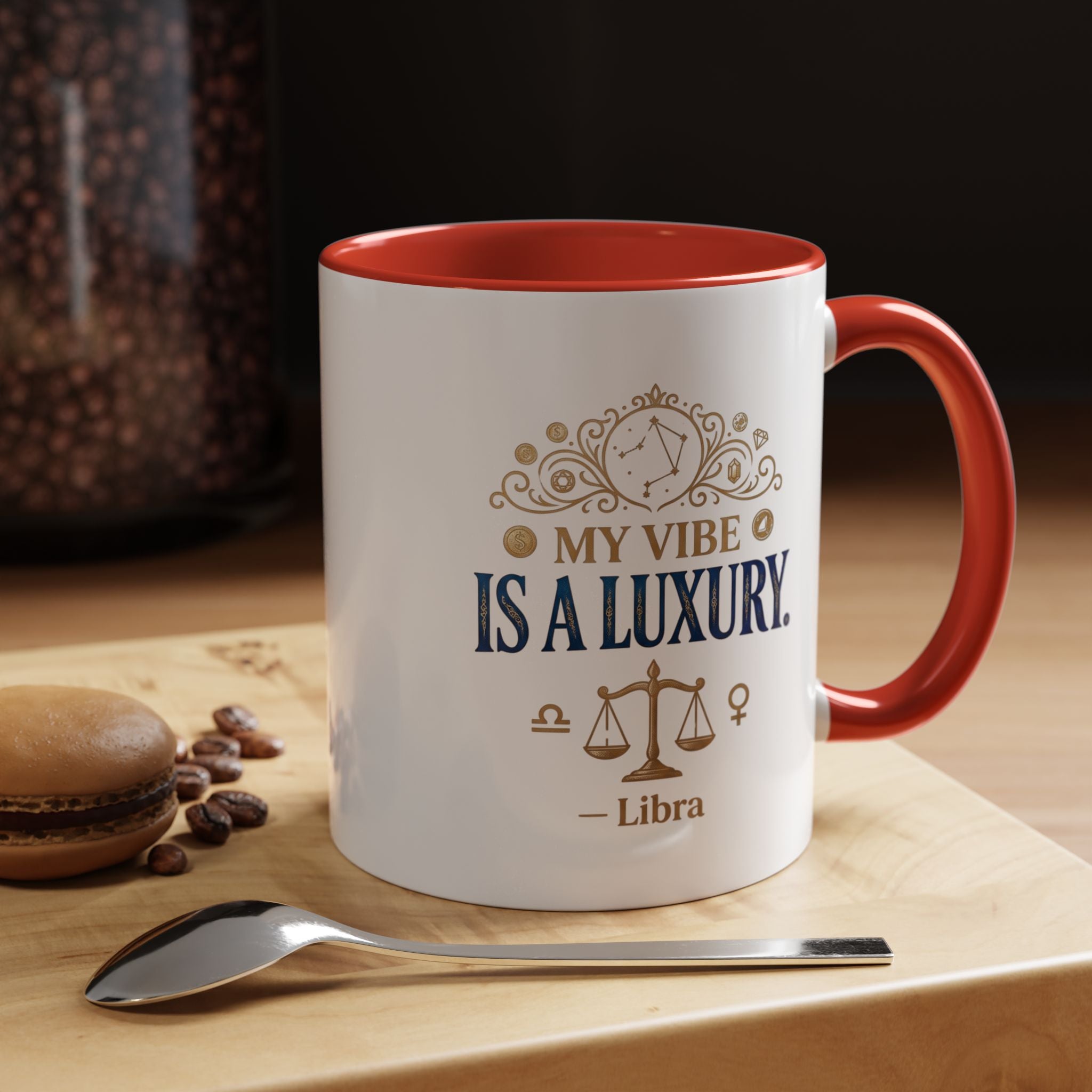 Libra Coffee Mug — "My Vibe Is A Luxury" Zodiac Accent Mug