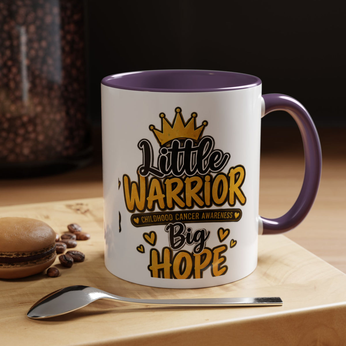 Little Warrior Childhood Cancer Awareness Coffee Mug – "Big Hope" Accent Mug