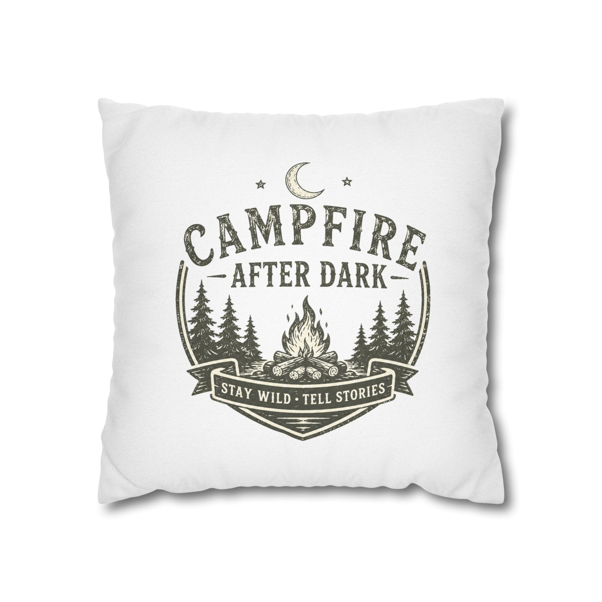 Campfire After Dark Pillowcase Milo Bailey Dog Dad Mom — Rustic Camping Throw Pillow Cover
