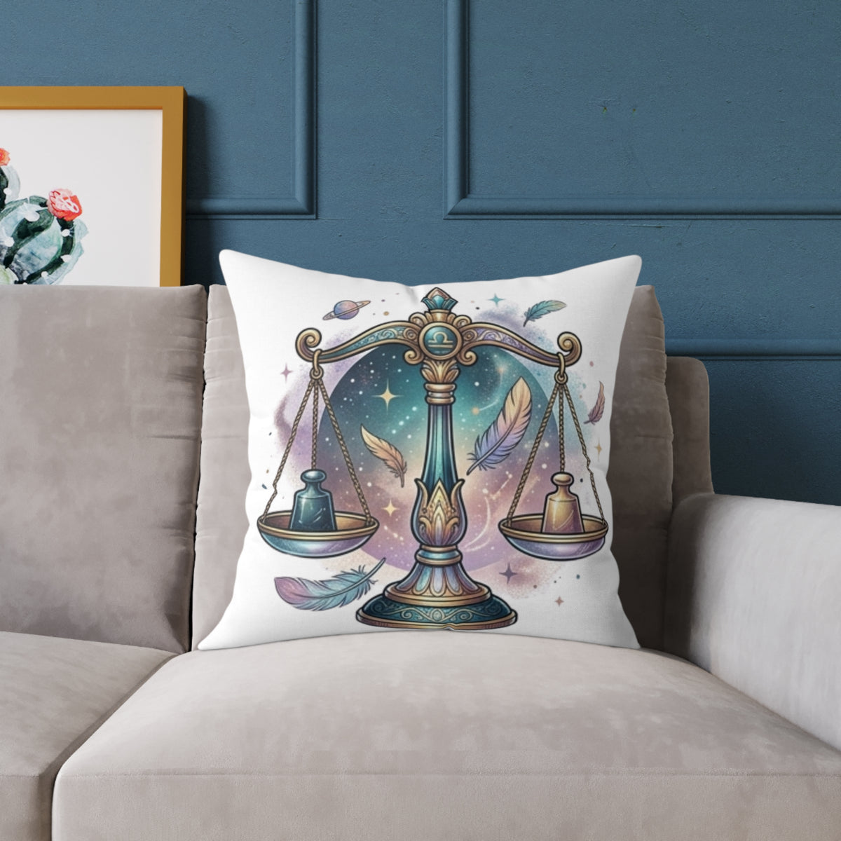 Balance Libra Zodiac Pillow  Astrological Square Poly Canvas Pillow