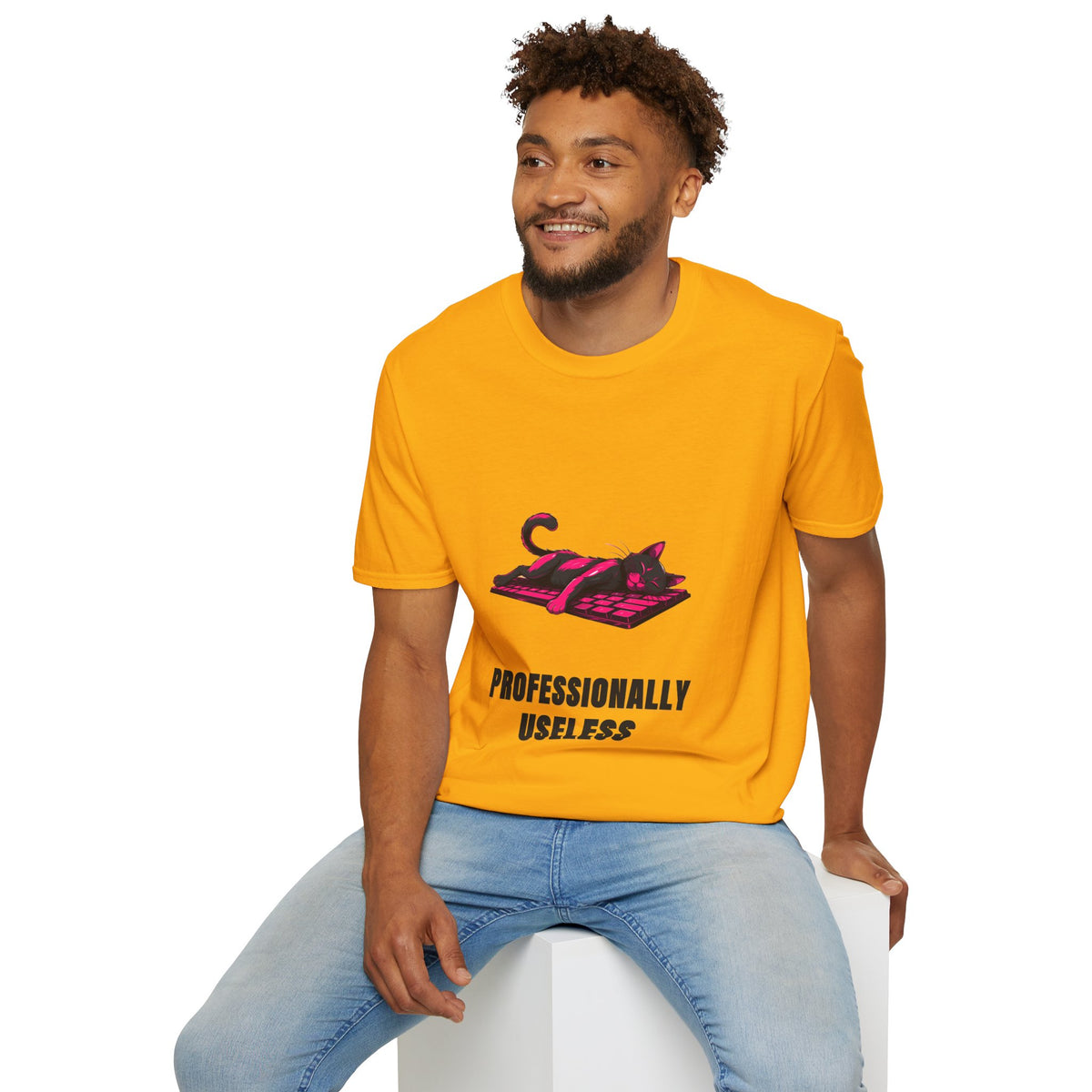 T‑Shirt — 'Professionally Useless' Relaxed Cat Graphic Tee - Trending Now - August 2026