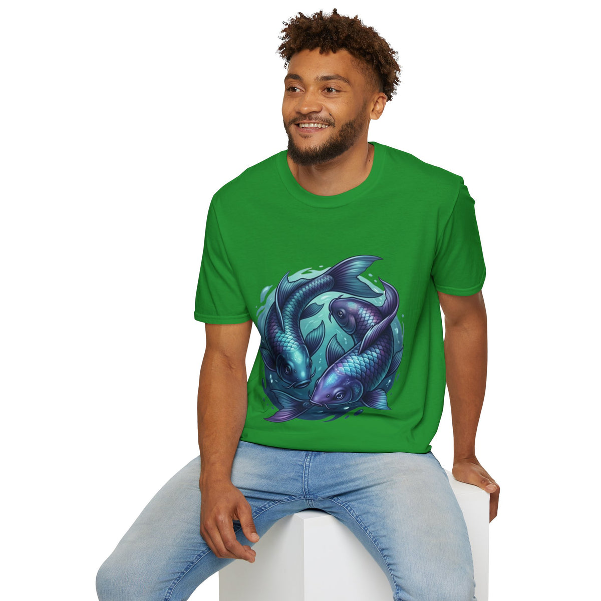 Koi Fish Circle T-Shirt — Artistic Yin Yang Aquatic Tee