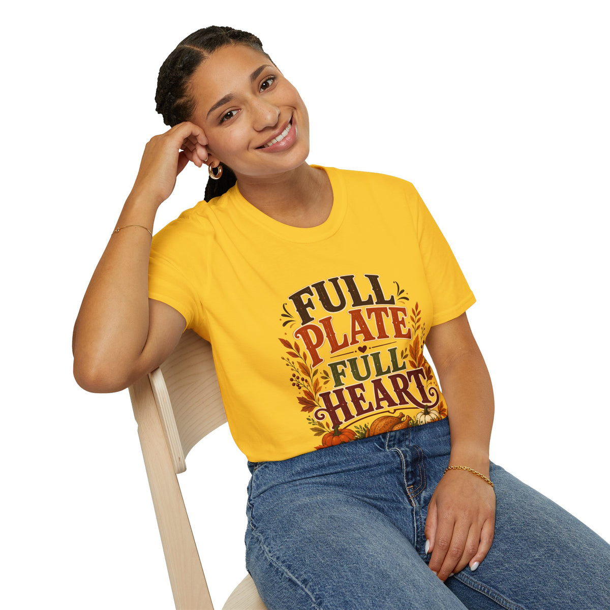 Thanksgiving T-Shirt - "Full Plate Full Heart" Fall Harvest Tee