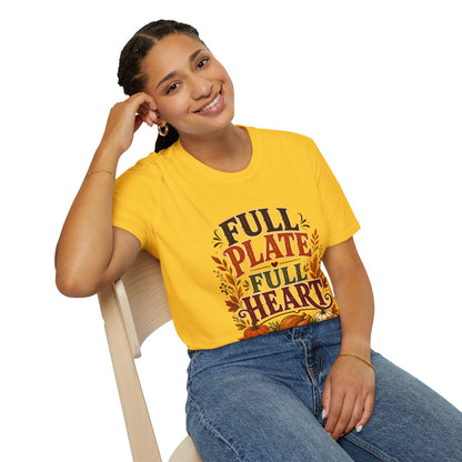 Thanksgiving T-Shirt - "Full Plate Full Heart" Fall Harvest Tee