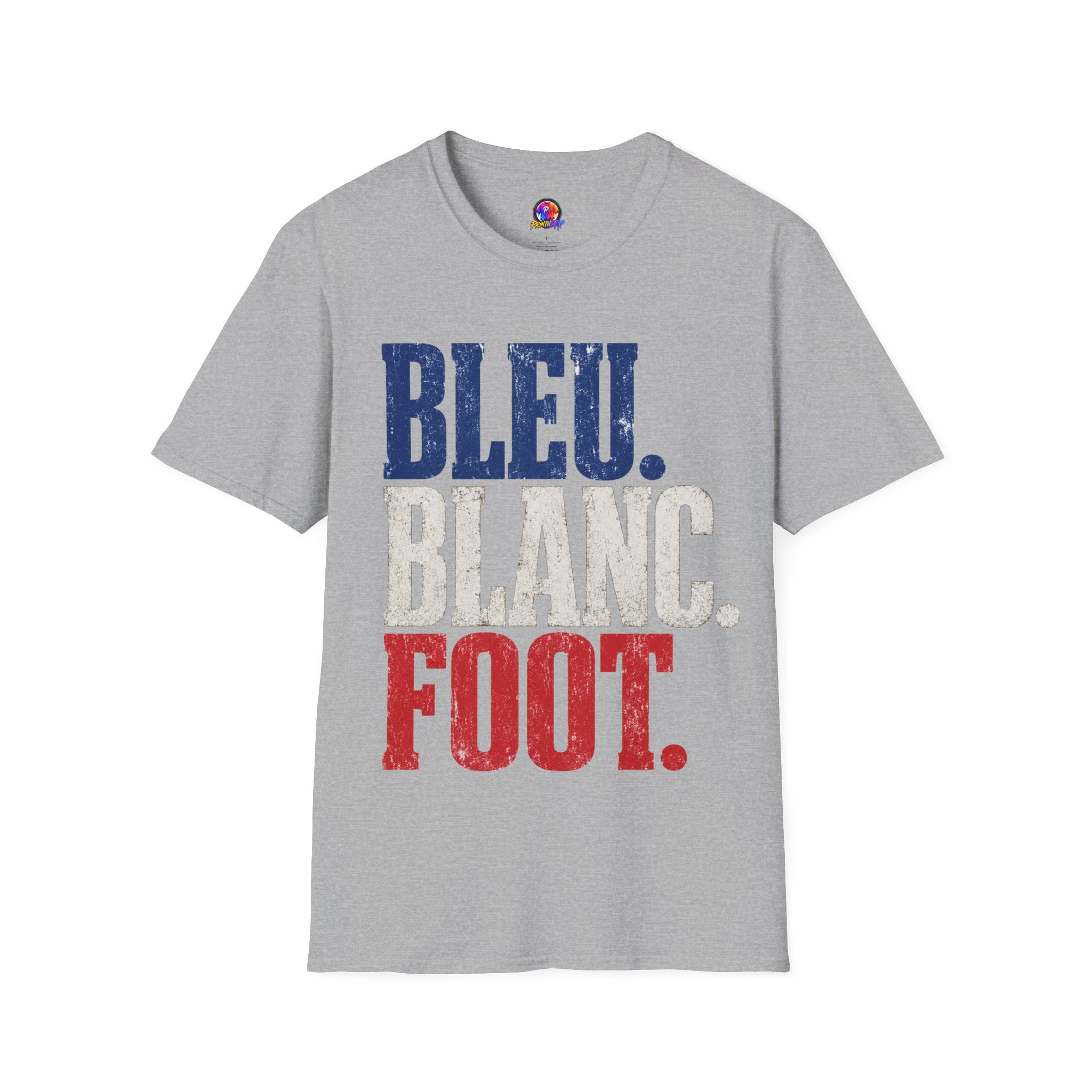 France T-Shirt — Bleu Blanc Foot Vintage French Flag Soccer Graphic Tee