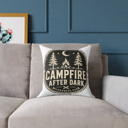 Campfire After Dark Decorative Pillow  Milo Bailey Dog Dad Mom— Retro Wilderness Camping Throw Pillow