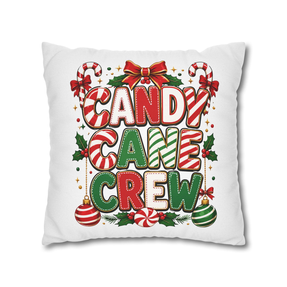 Christmas Candy Cane Crew Holiday Pillowcase — Festive Christmas Decorative Throw