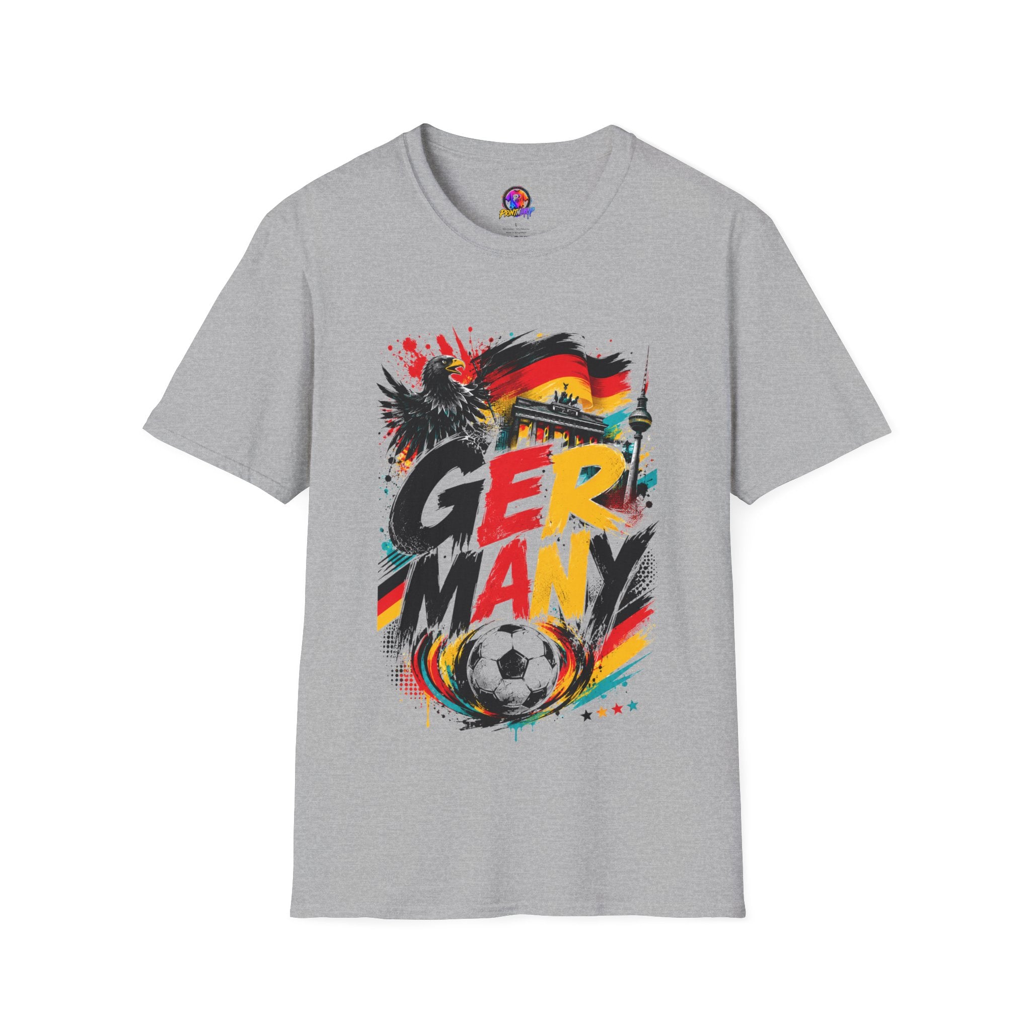 Germany Soccer Graphic T‑Shirt — Flag, Eagle & Brandenburger Tor Design
