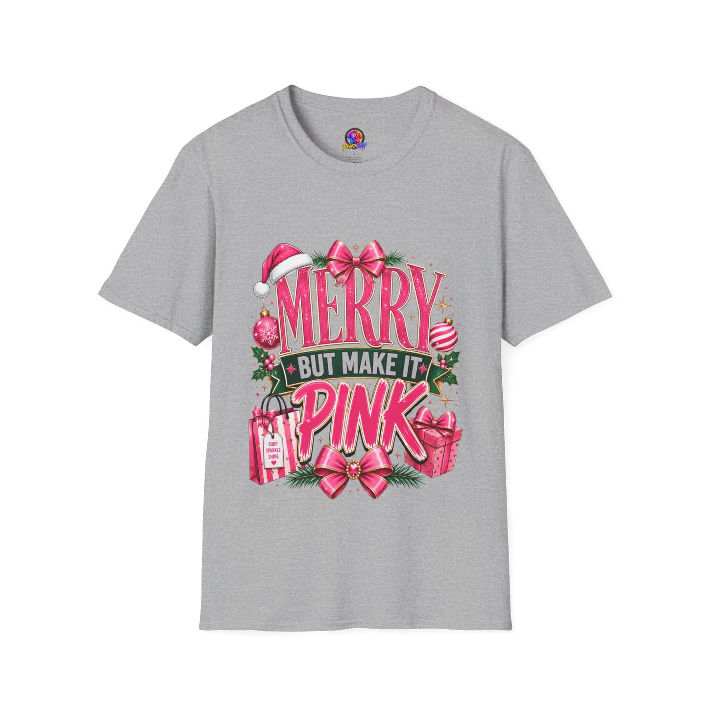 Christmas T-Shirt — "Merry But Make It Pink" Holiday Tee