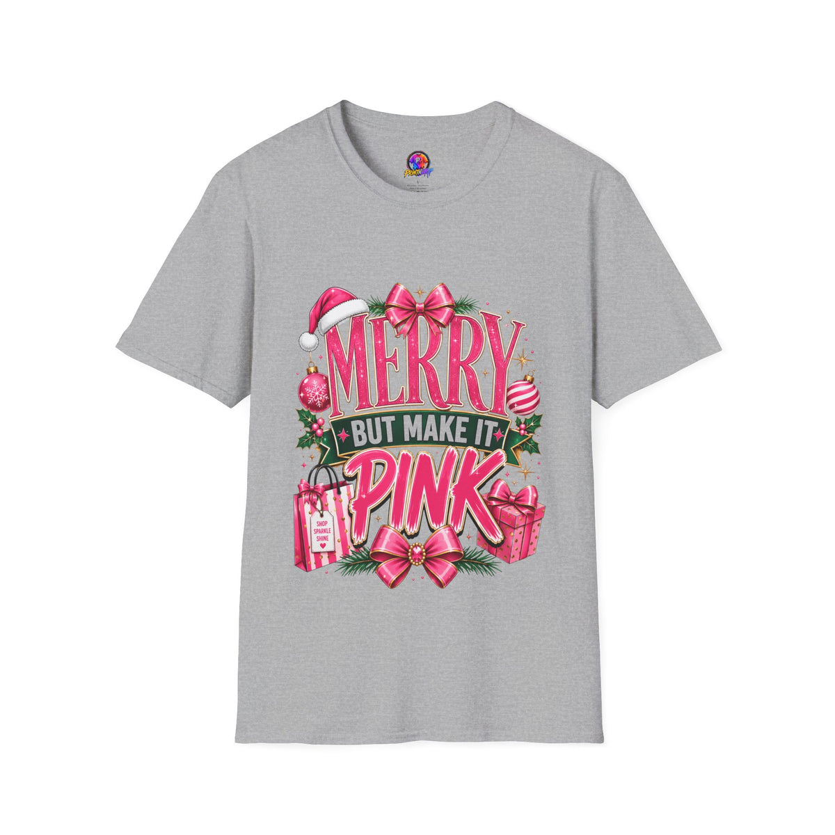 Christmas T-Shirt — "Merry But Make It Pink" Holiday Tee