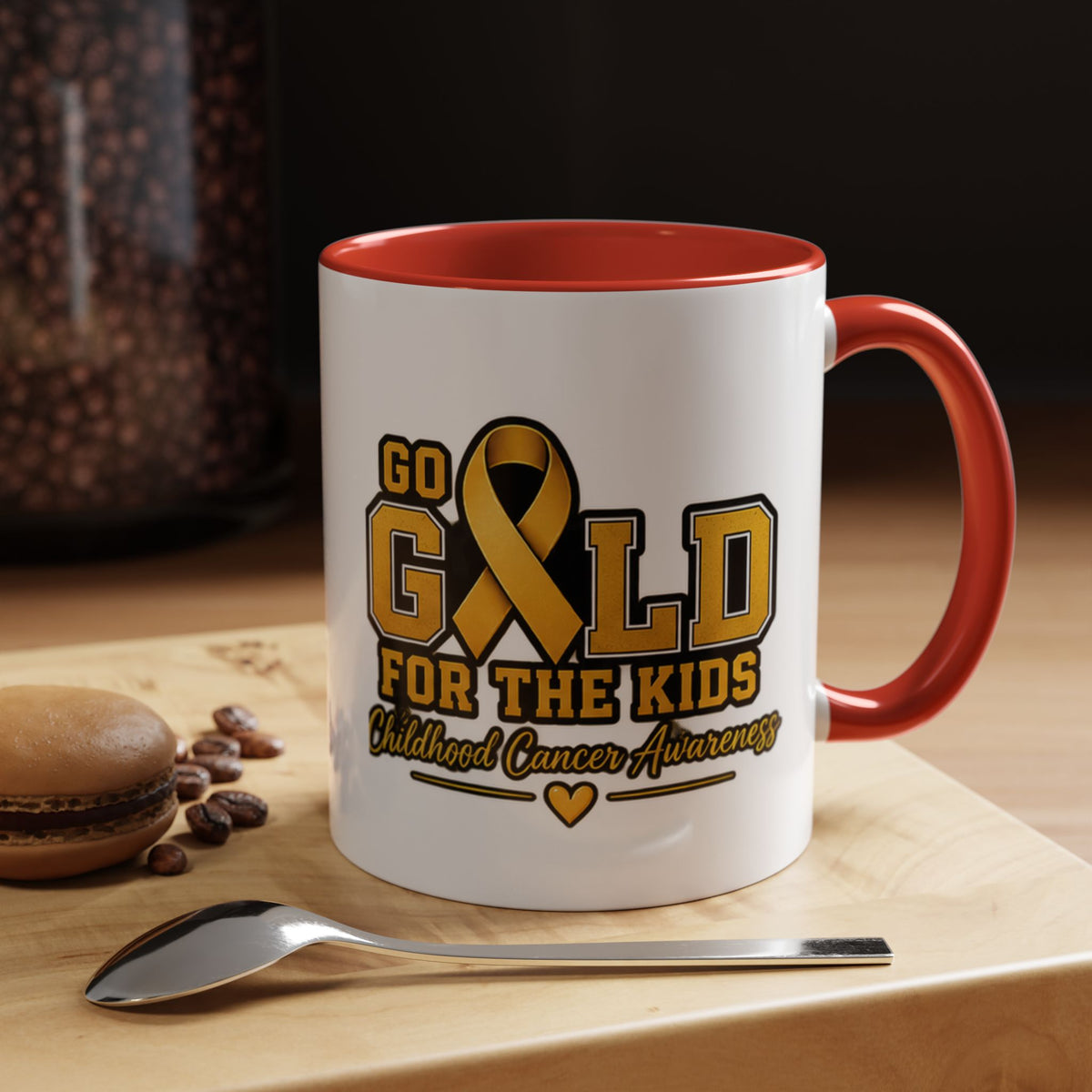 Gold For The Kids Coffee Mug — Childhood Cancer Awareness Accent Mug (11/15oz)