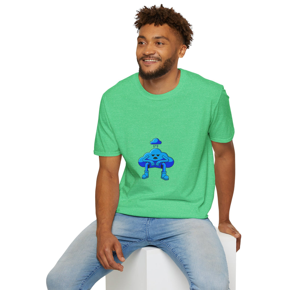 Sad Cloud Graphic T-Shirt — Cute Blue Cloud Illustration Tee - Trending Now - September 2026