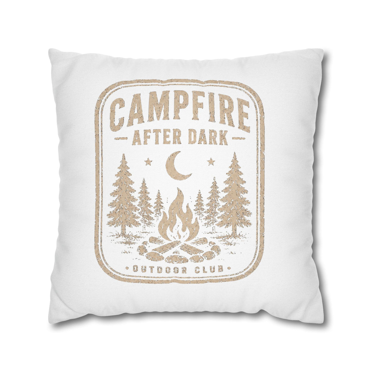 Campfire After Dark Square Pillowcase Milo Bailey Dog Dad Mom– Rustic Outdoor Camping Throw Pillow Cover