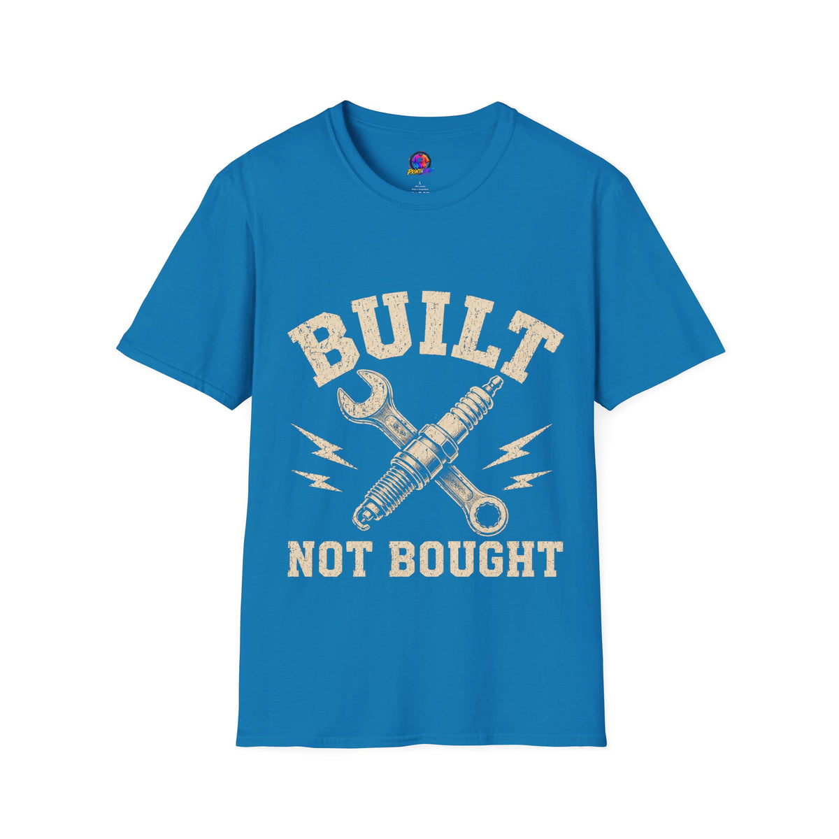 Built Not Bought T-Shirt — Mechanic Wrench & Spark Plug Vintage Tee