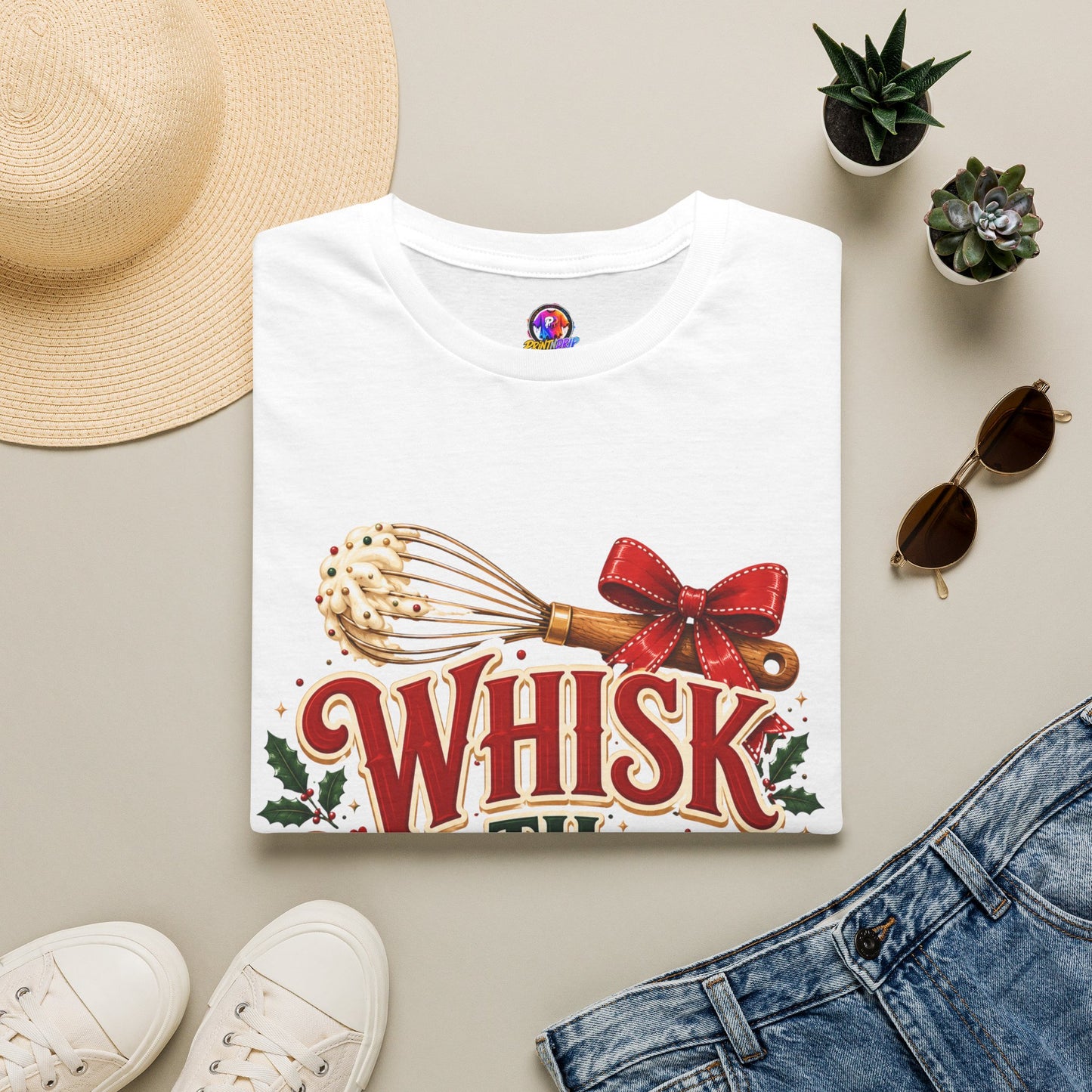 Christmas Baking T-Shirt — "Whisk 'Til Merry" Holiday Tee