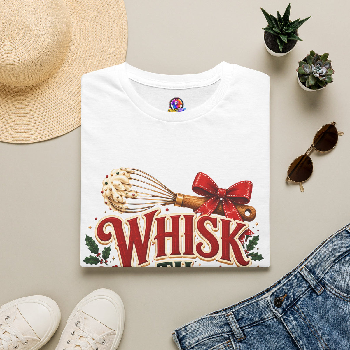 Christmas Baking T-Shirt — "Whisk 'Til Merry" Holiday Tee