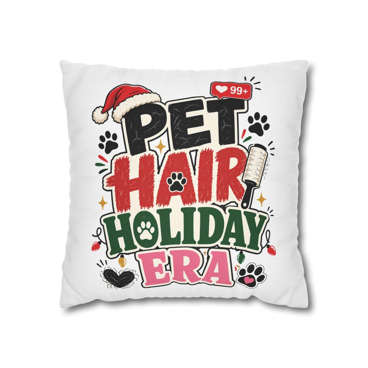 Pet Hair Holiday Pillowcase  Modern Day Christmas — Cute Christmas Pet Lover Decor