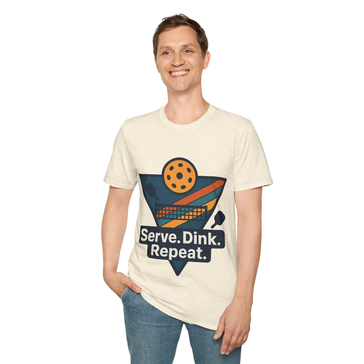 Pickleball T-Shirt — Retro Paddle & Ball Design with “Serve. Dink. Repeat.” Slogan - Trending Now - August 2026