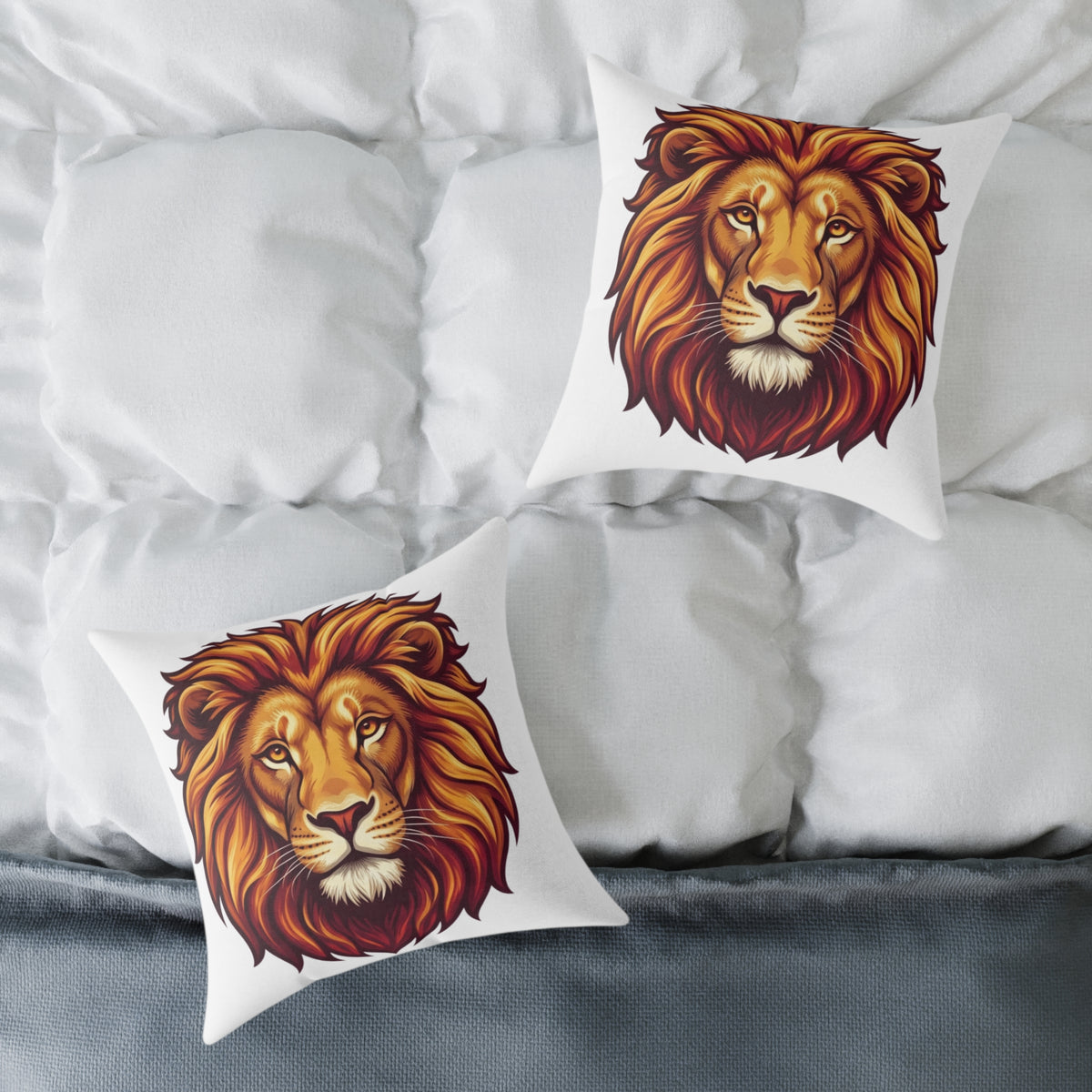 Leo Zodiac Lion Head Astrological Square Poly Canvas Pillow