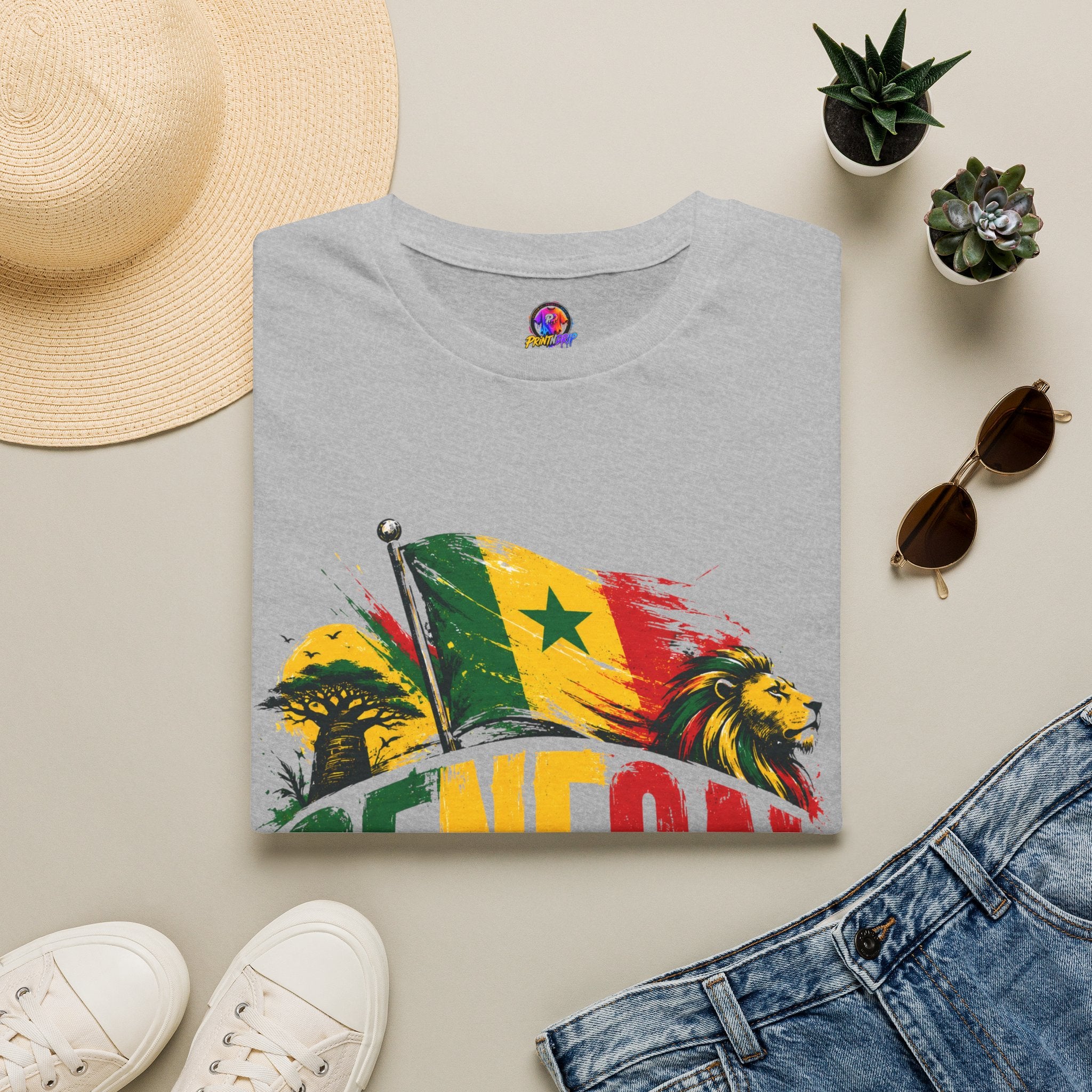 Senegal Flag Soccer T-Shirt — Lion & Football Pride Tee