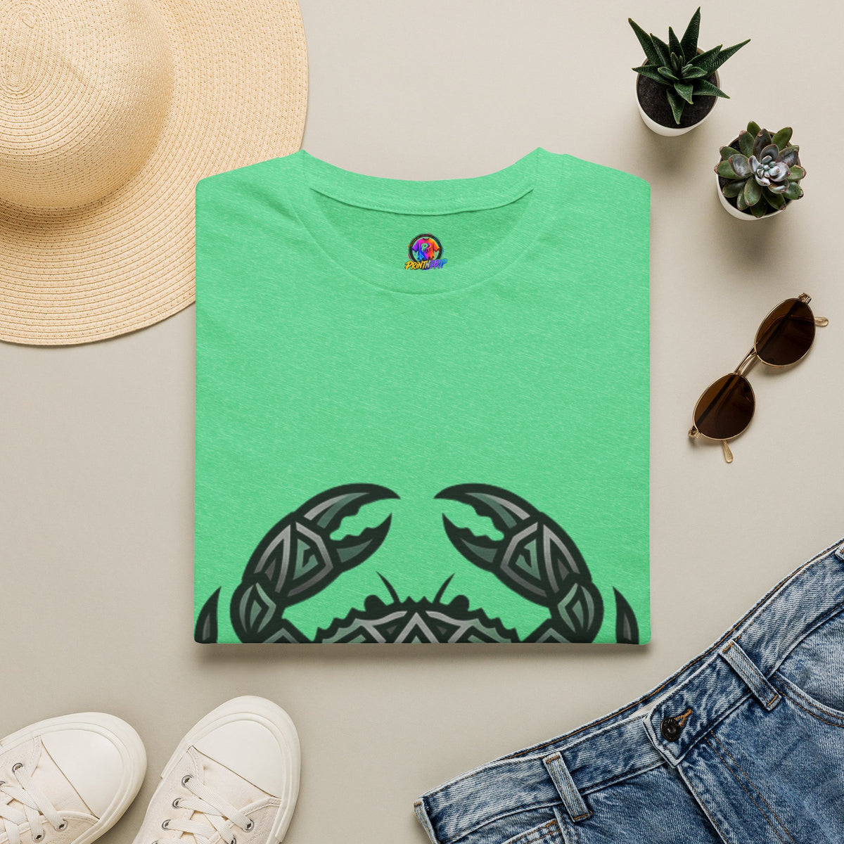 Cancer Zodiac Crab Tribal Graphic T-Shirt — Nautical Beachy Zodiac Style