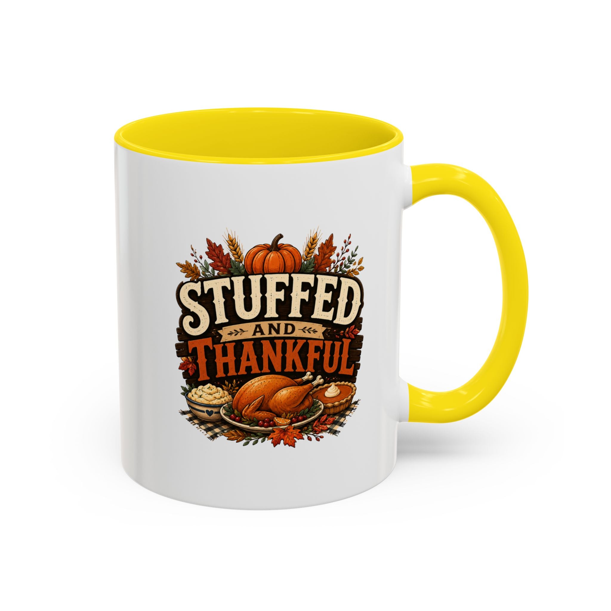 Thanksgiving Mug Stuffed and Thankful Coffee Mug — Thanksgiving Fall Holiday Kitchen Gift