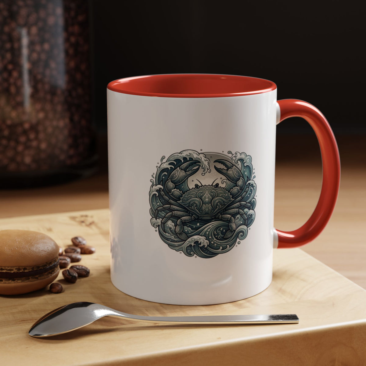Cancer Zodiac Crab Ocean Crest Accent Coffee Mug
