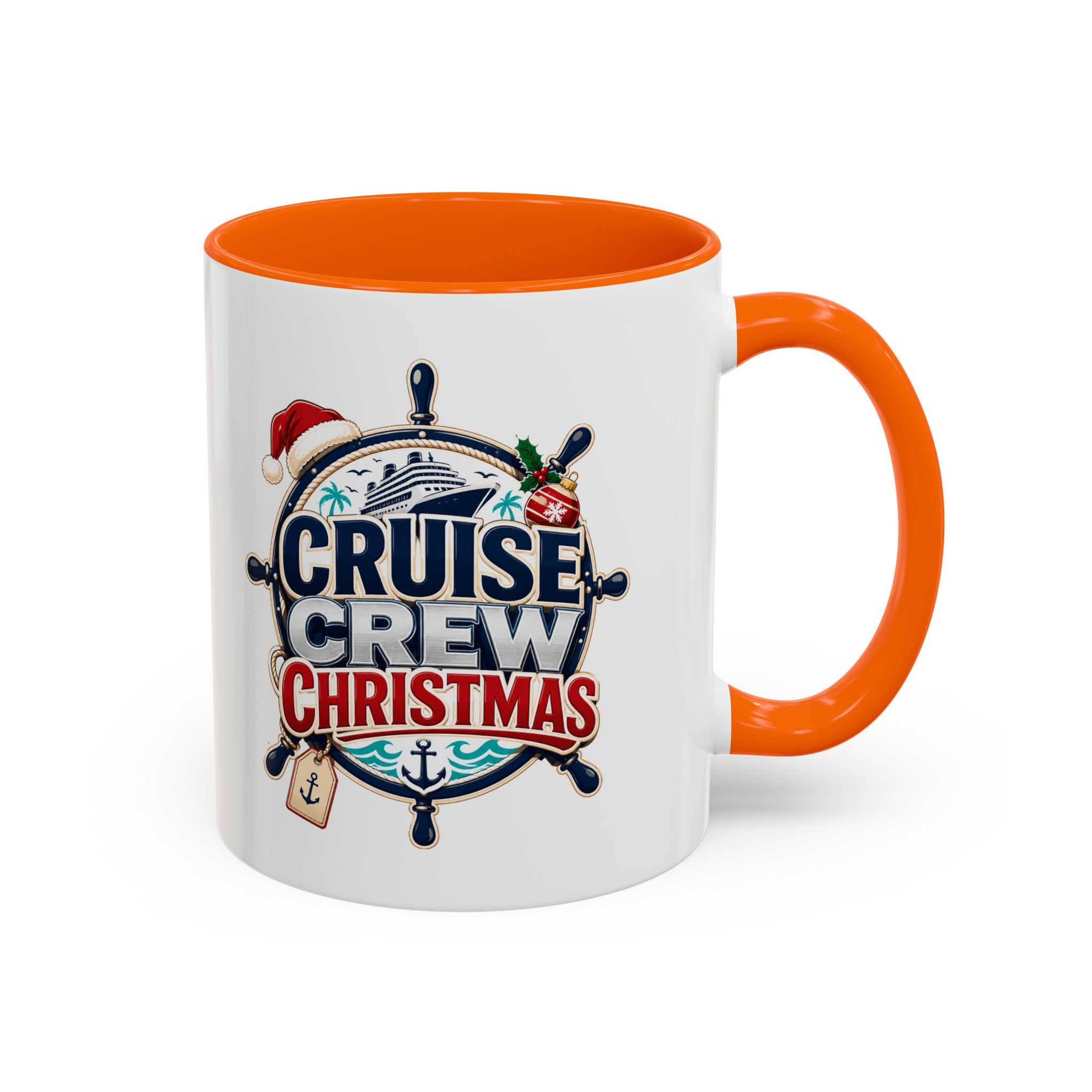 Modern Day Christmas  Cruise Crew Accent Coffee Mug - Holiday Nautical Travel Gift (11/15oz)