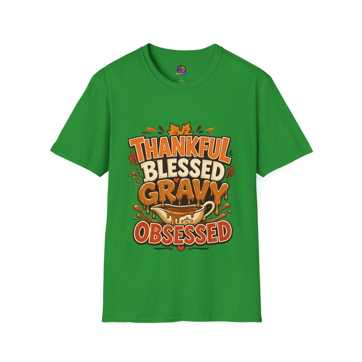Thanksgiving T-shirt Thankful Blessed Gravy Obsessed T-Shirt — Thanksgiving Fall Turkey Dinner Tee