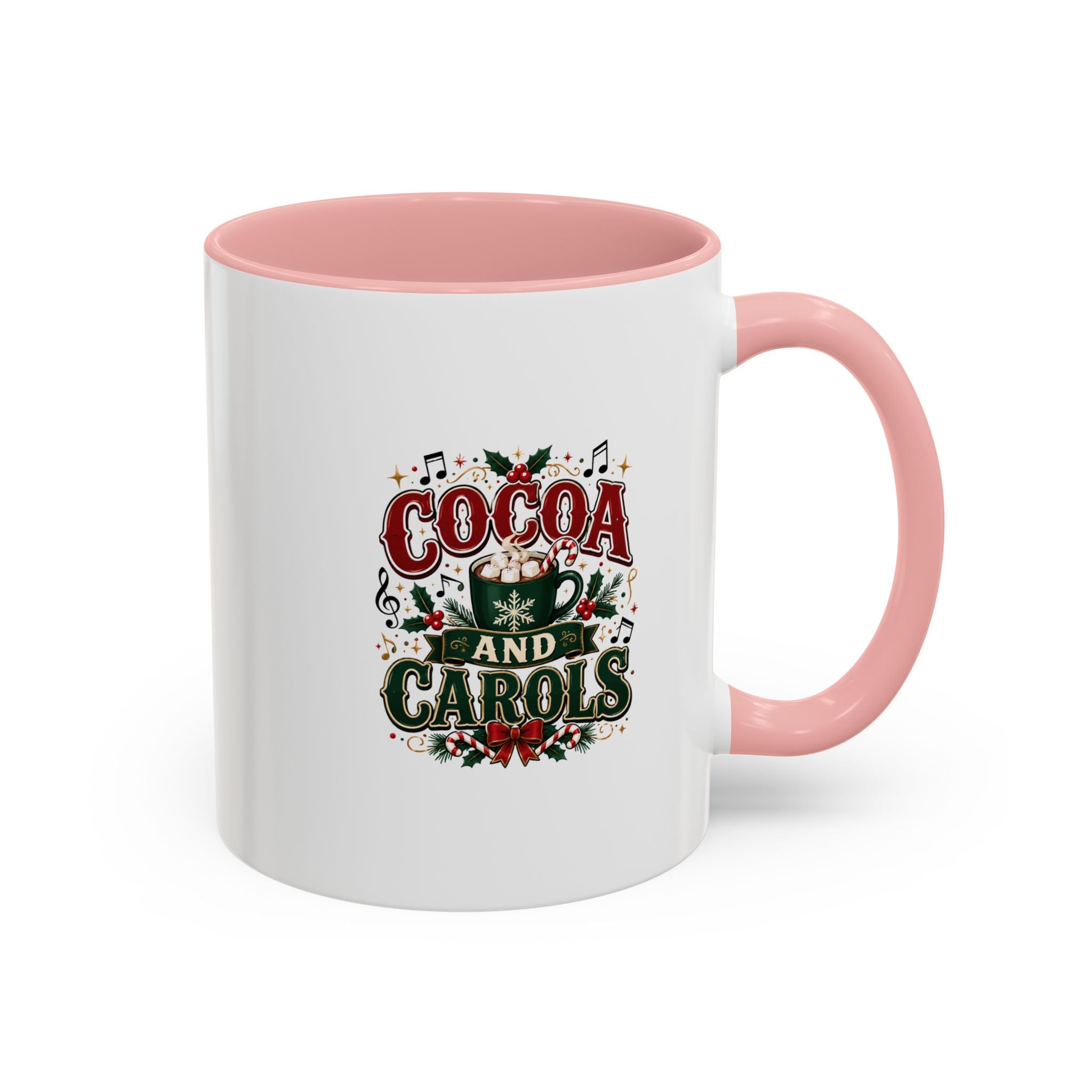Cocoa and Carols Accent Coffee Mug — Holiday Christmas Cocoa Mug